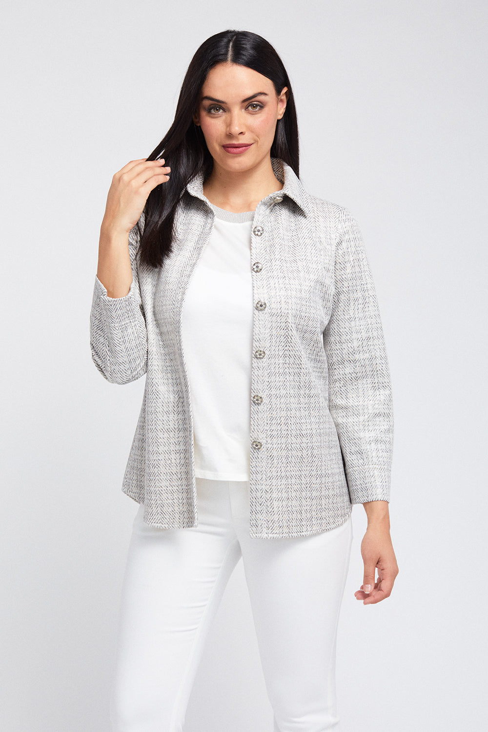 Ruth Shirt Jacket - Glitter Plaid Suede: FINAL SALE