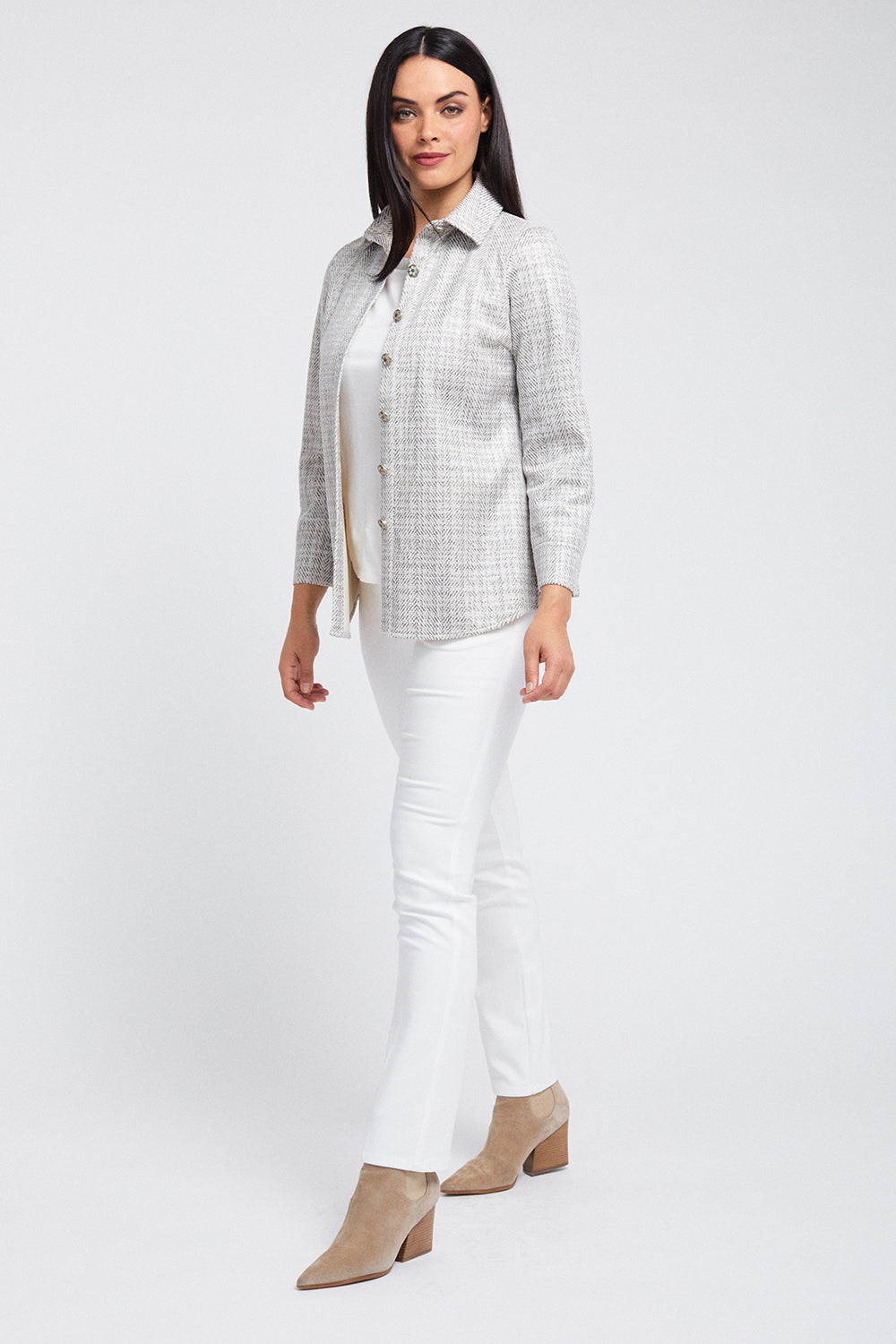 Ruth Shirt Jacket - Glitter Plaid Suede: FINAL SALE
