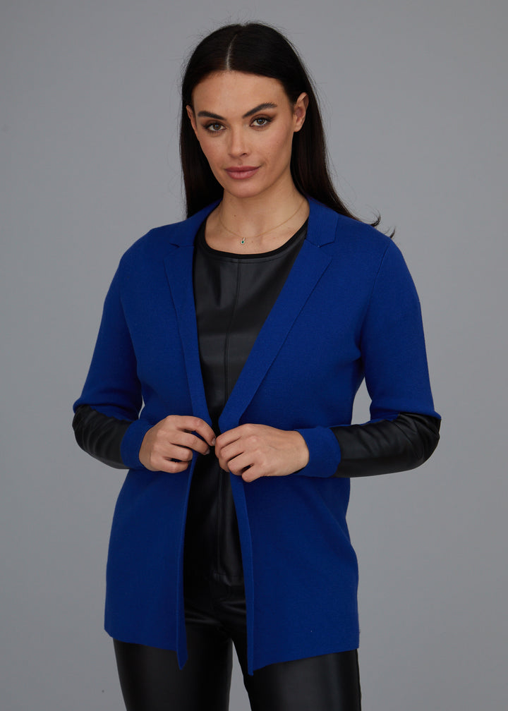 Leather Trip Open Front Cardigan: FINAL SALE