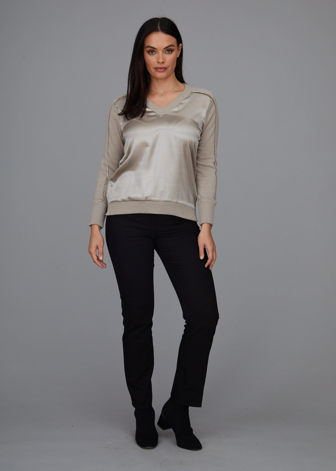V-Neck - Satin Trim: FINAL SALE