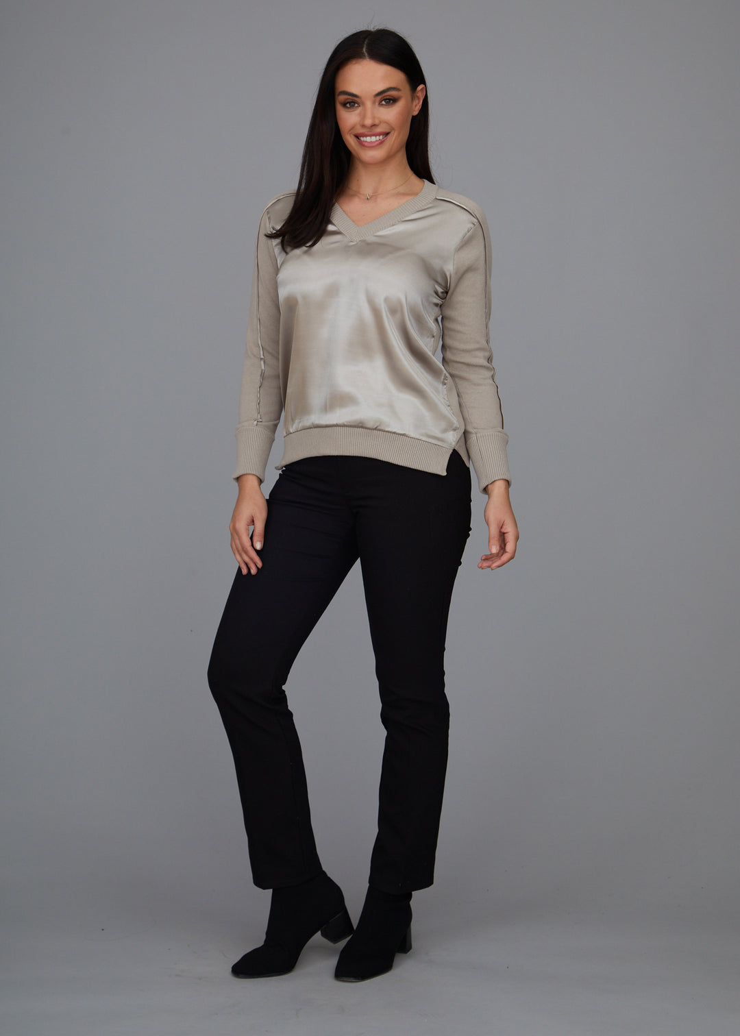 V-Neck - Satin Trim: FINAL SALE
