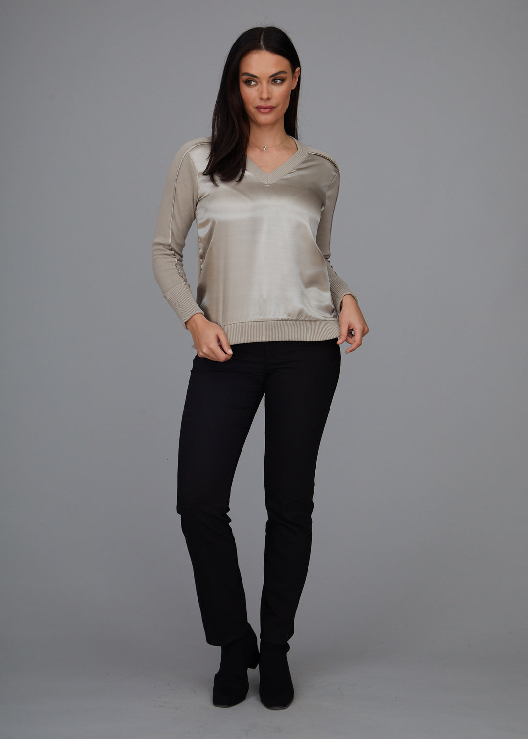 V-Neck - Satin Trim: FINAL SALE