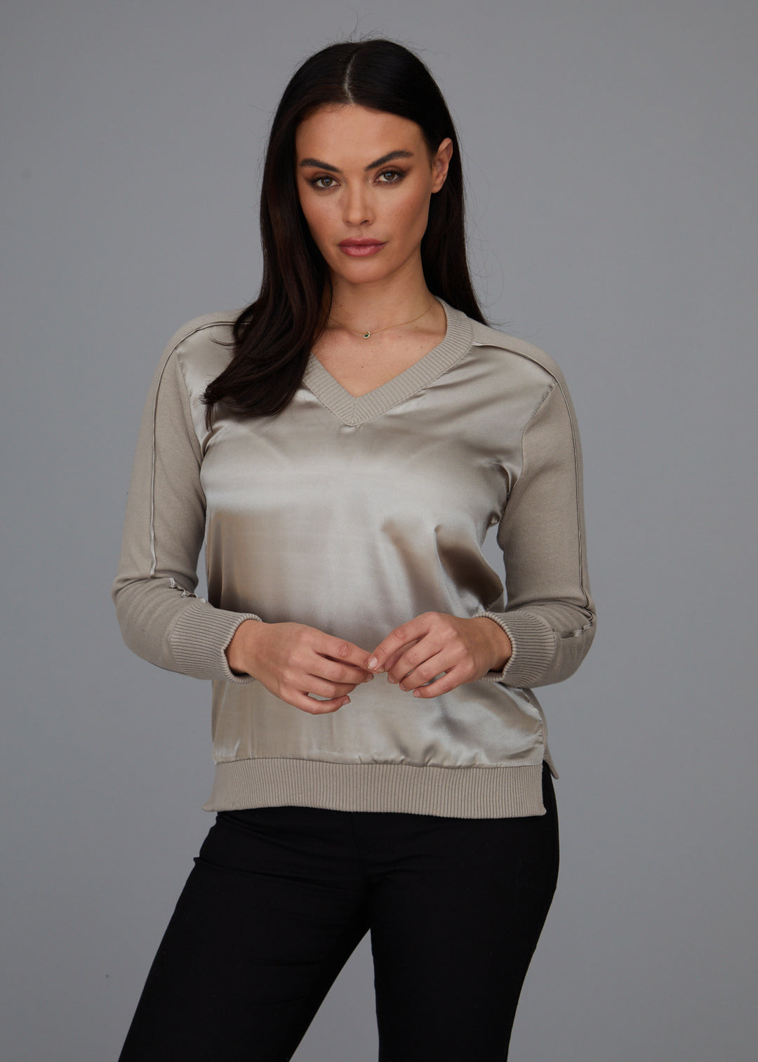 V-Neck - Satin Trim: FINAL SALE