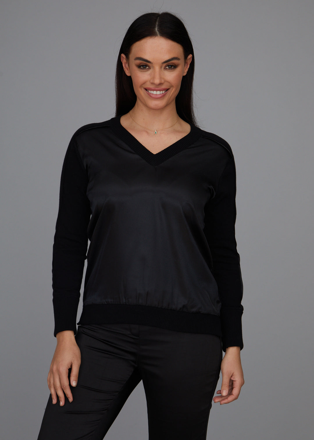 V-Neck - Satin Trim: FINAL SALE
