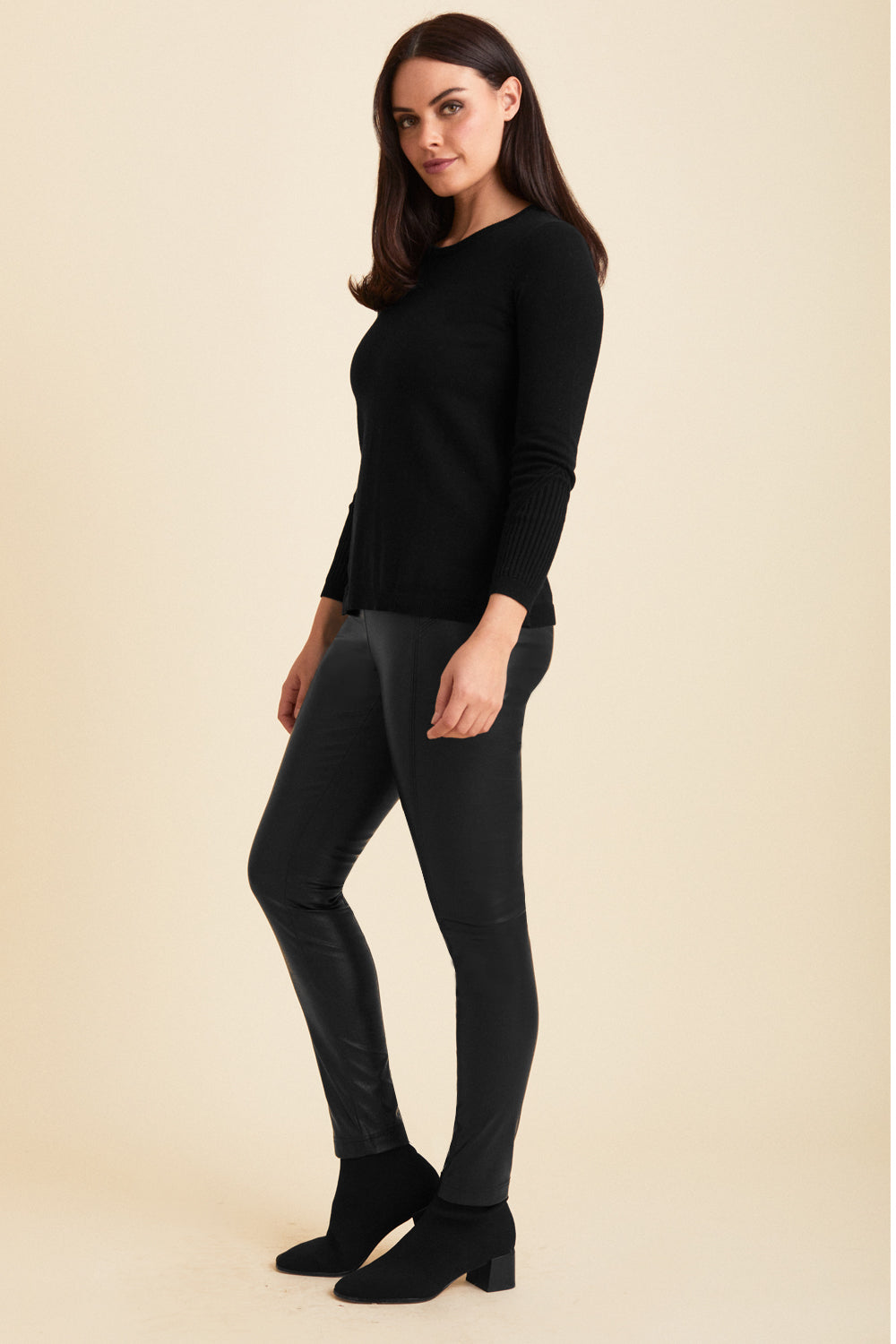 Detail Sleeve Crewneck Knit Top: FINAL SALE