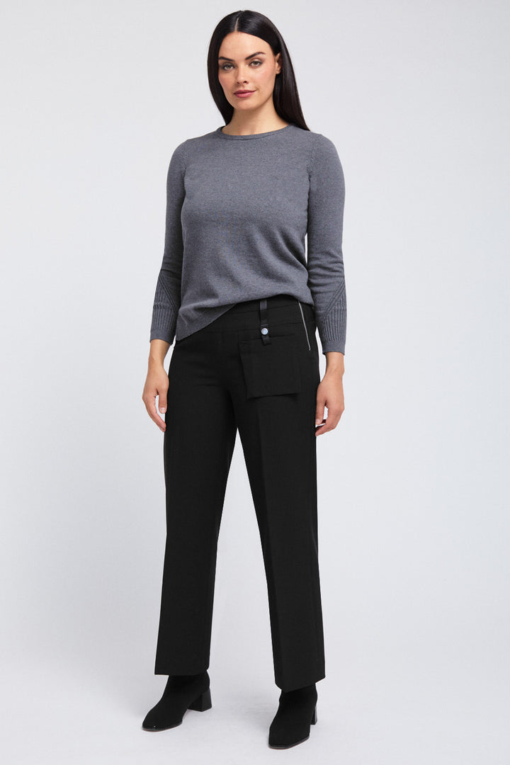 Detail Sleeve Crewneck Knit Top: FINAL SALE