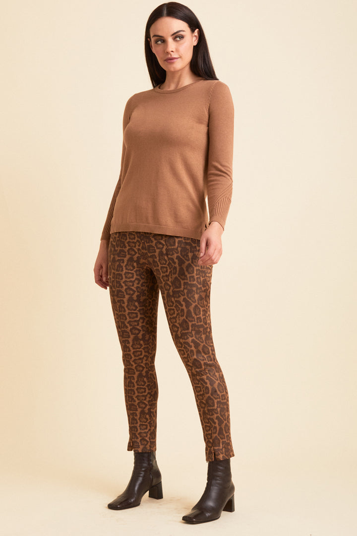 Detail Sleeve Crewneck Knit Top: FINAL SALE
