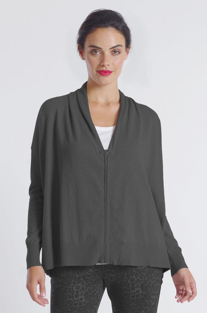 Zip Front Pocket Cardigan: FINAL SALE