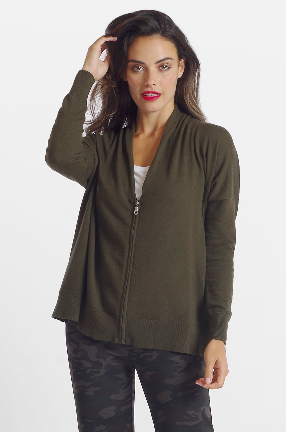Zip Front Pocket Cardigan: FINAL SALE