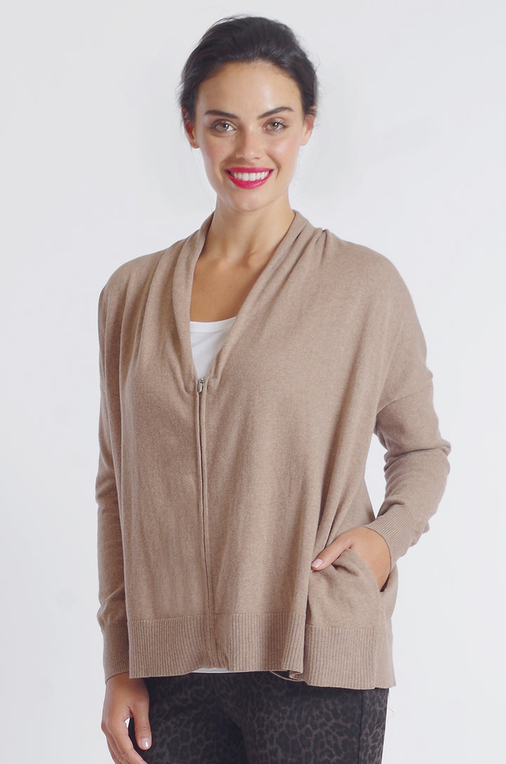 Zip Front Pocket Cardigan: FINAL SALE