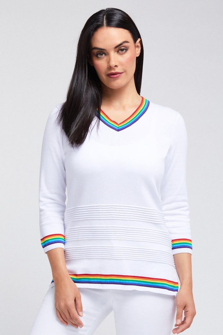 V Neck Rainbow Knit Top: FINAL SALE