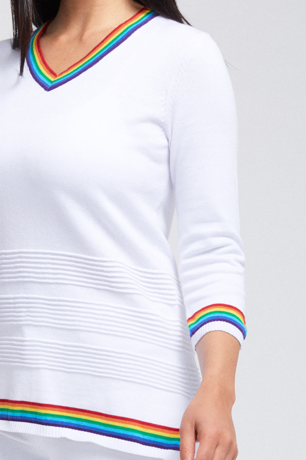 V Neck Rainbow Knit Top: FINAL SALE