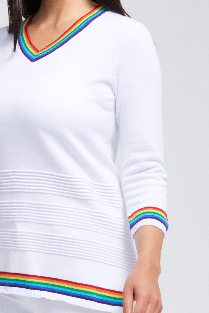 V Neck Rainbow Knit Top: FINAL SALE