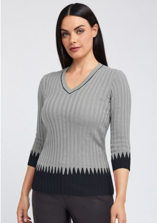 Rib V Neck Pullover: FINAL SALE