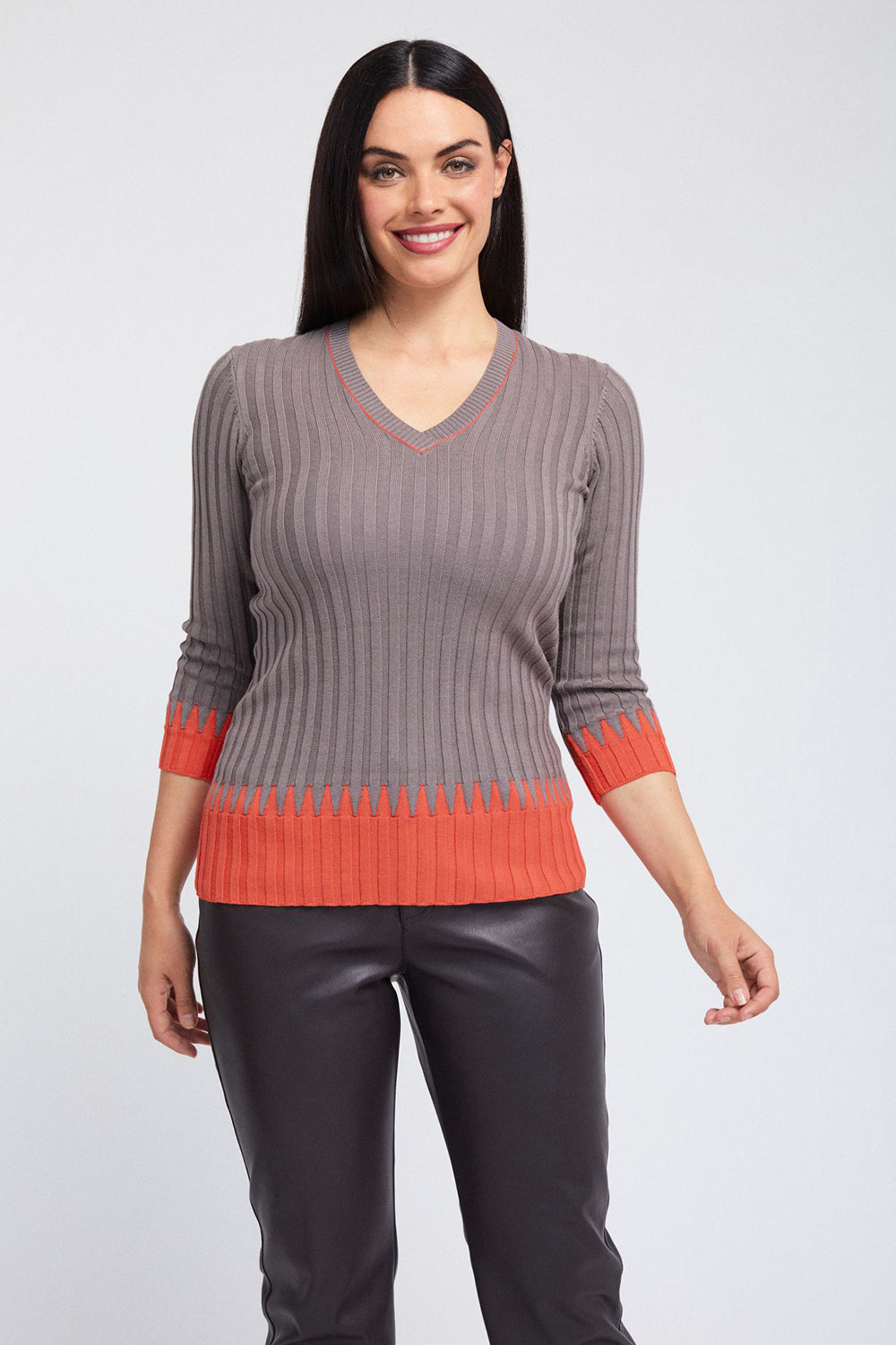 Rib V Neck Pullover: FINAL SALE