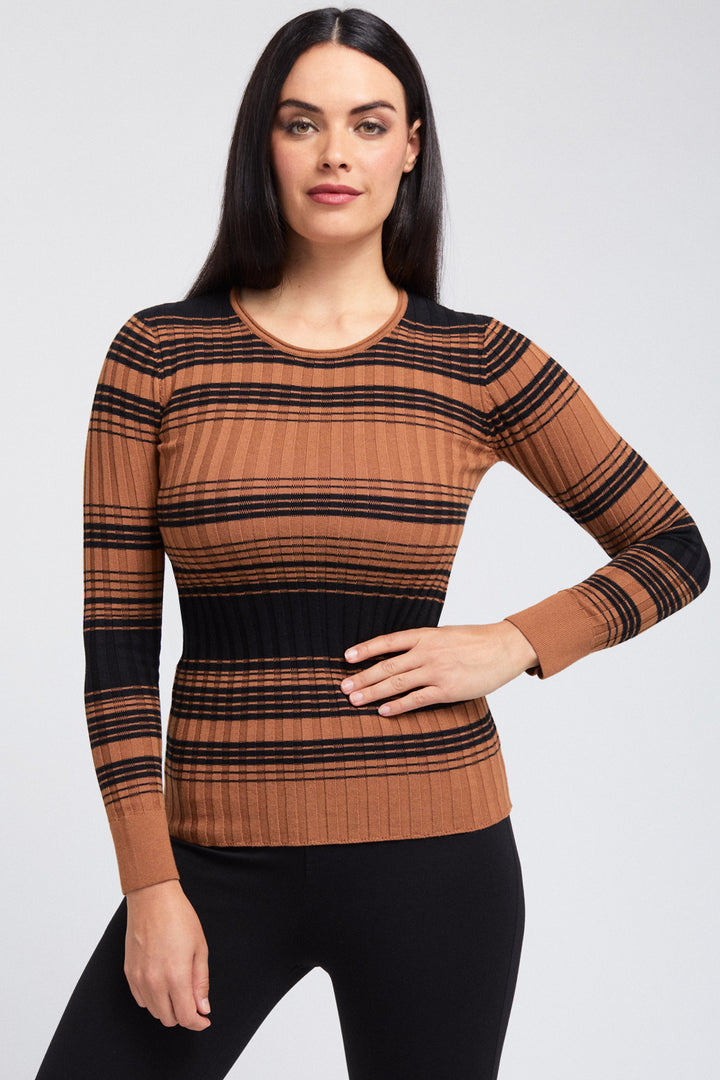 Bi-Color Stripe Crew Pullover: FINAL SALE