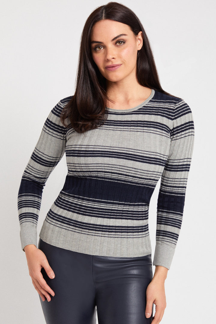 Bi-Color Stripe Crew Pullover: FINAL SALE
