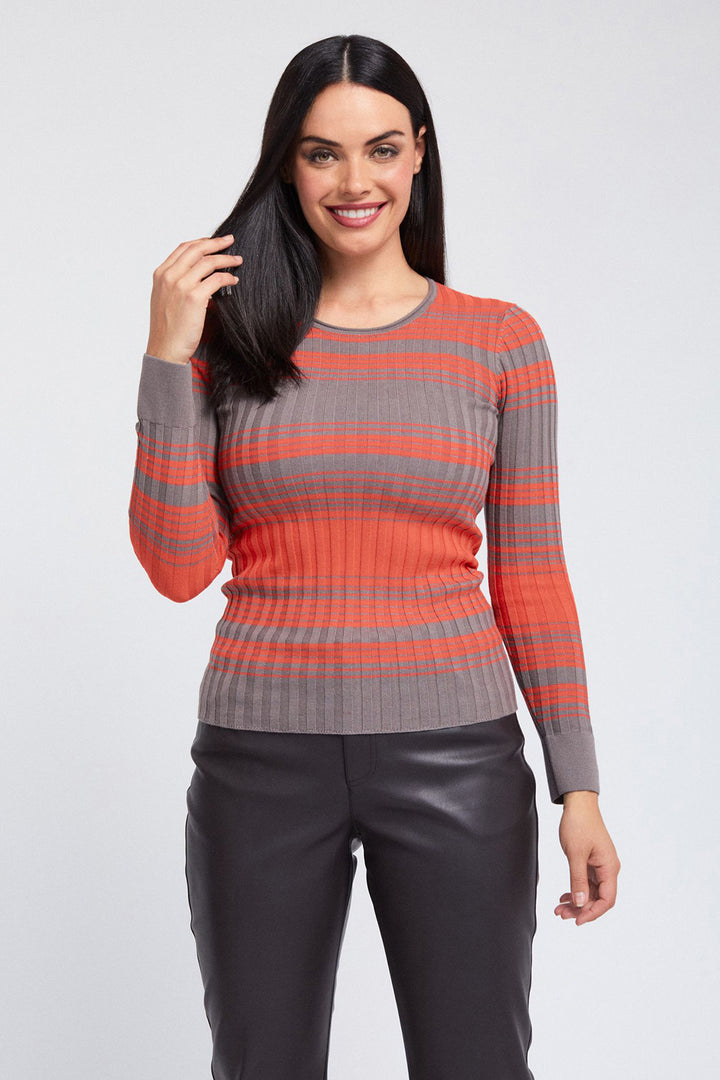 Bi-Color Stripe Crew Pullover: FINAL SALE