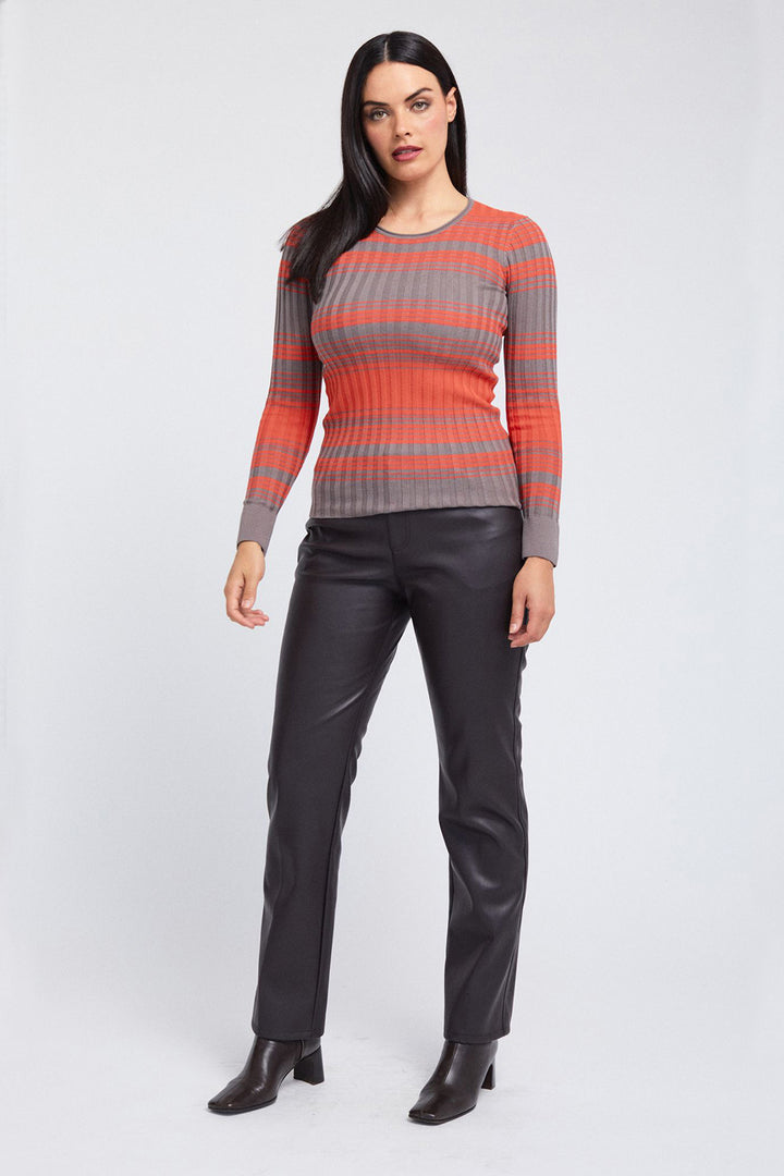 Bi-Color Stripe Crew Pullover: FINAL SALE