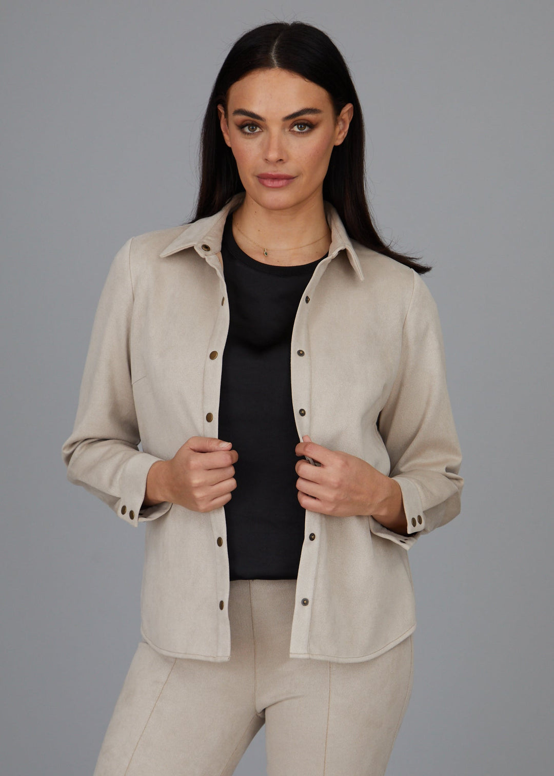 Kyle Snap Shirt - Faux Suede: FINAL SALE