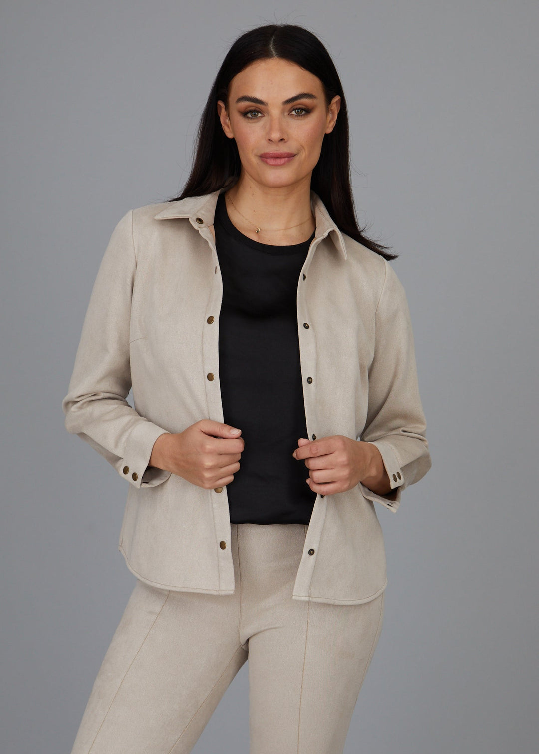 Kyle Snap Shirt - Faux Suede: FINAL SALE