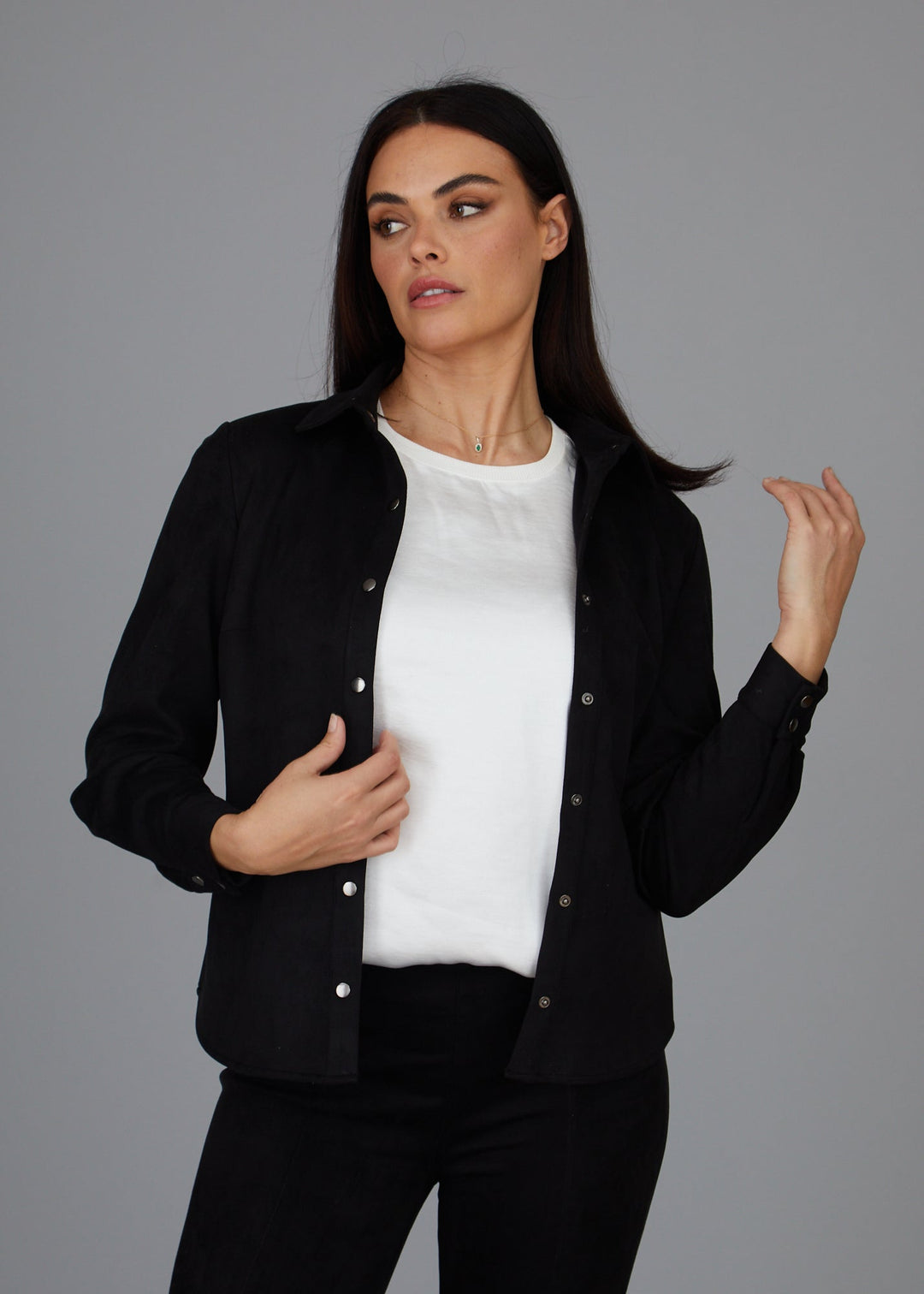Kyle Snap Shirt - Faux Suede: FINAL SALE