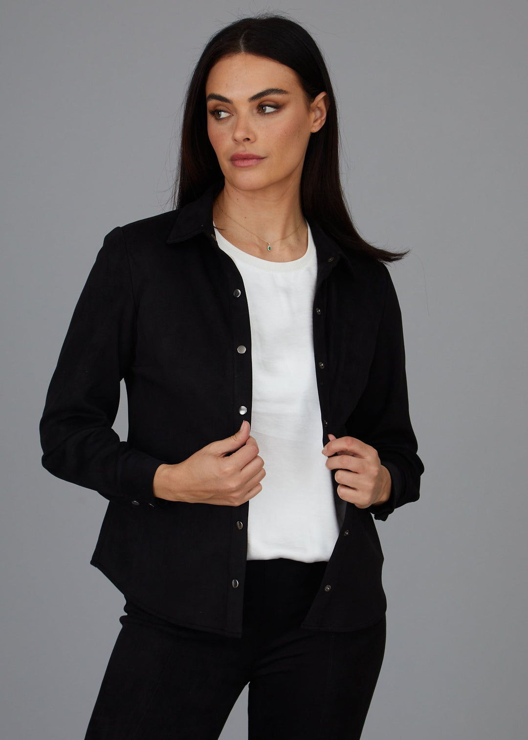 Kyle Snap Shirt - Faux Suede: FINAL SALE