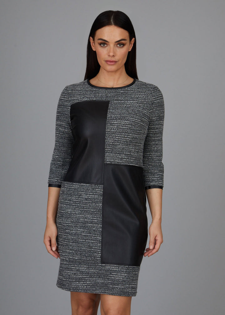 Michaela Patchwork Dress - Boucle Knit