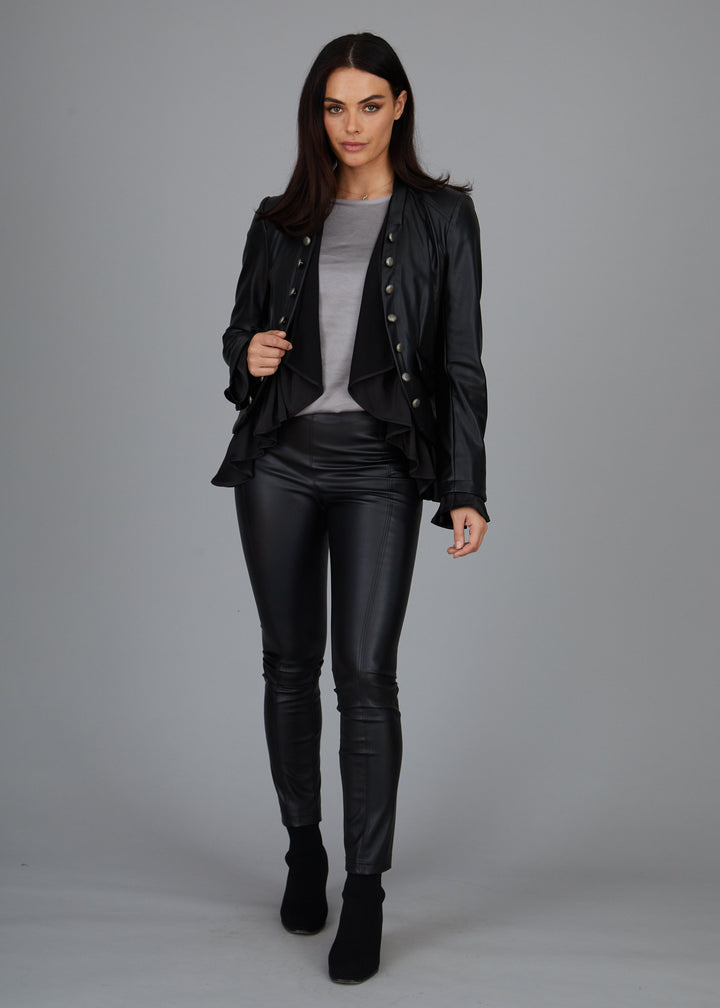 Graham Flounce Jacket - Faux Leather: FINAL SALE