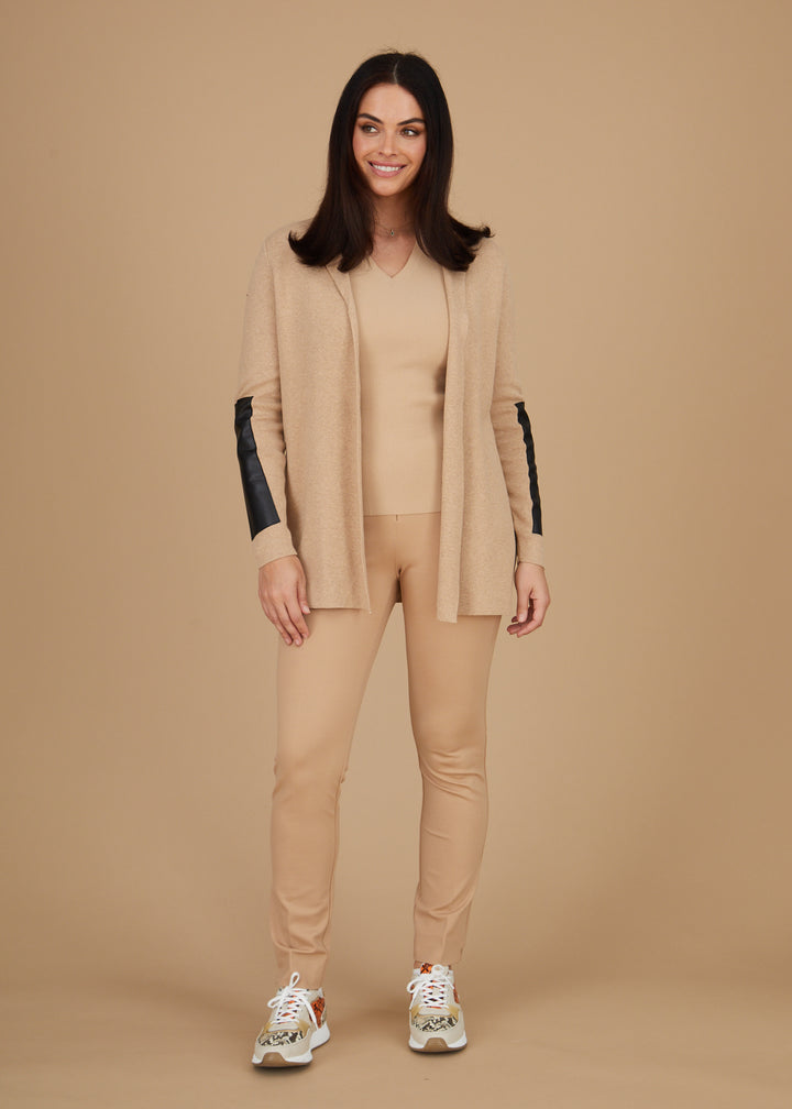 Leather Trip Open Front Cardigan: FINAL SALE