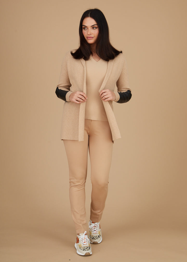 Leather Trip Open Front Cardigan: FINAL SALE